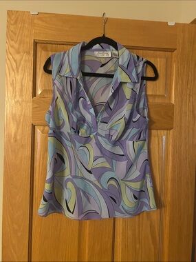 Giorgio Fiorelli Lavender, Mint & Light Blue Sleeveless V-Neck Blouse